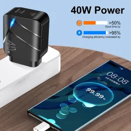 USB C Charger 40W Dual PD Snabb snabb laddning 2-port typ-C Wall Adapter för iPhone 15 14 Pro Samsung Galaxy S23 S22 Xiaomi 14