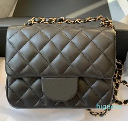 2024 Yeni Orijinal Kalite Kadın Mini Kare Çanta Gerçek Deri Havyar Kuzu Dinek Torbası Kapitone Çanta Crossbody Luxurys Designers Bags Klasik Hangbags