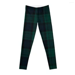 Aktywne spodnie czarne zegarek tartan legginsy