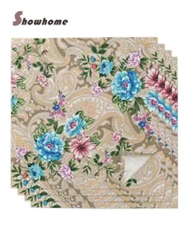 Blume mit Paisley Muster Tisch Servietten Stoff Set Taschentuchhoch Hochzeit Party Placemat Geburtstag Bankett Tee Servietten