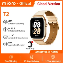 Mibro T2 스마트 워치 1.75 인치 AMOLED 화면 GPS 포지셔닝 블루투스 호출 듀얼 코어 방수 스포츠 남성 여성 스마트 워치