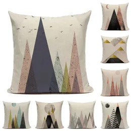 Pillow Geometric Cover Linen Mountain For Living Room Decorative Kussenhoes Nordic Housse De Coussin Home Decor