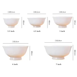 Chinese-style Ceramic Noodle Bowl with Delicate and Beautiful Bone China Rice Fruit Salad Bowl Japanese Restaurant Dessert Bowl