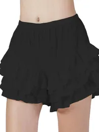 Kvinnors skiktade ruffle shorts y2k låg midja sexig svart vit spets fast färg blommare lolita harajuku streetwear 240409