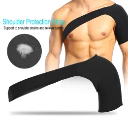 Adjustable Sports Single Shoulder Back Support Brace Guard Cloth Elastic Wrap Strap for Musle Sprains Strains Pain Relief