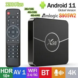 Box X98 Plus TV Box Android 11.0 AMLOGIC S905W2 X98MINI TVBOX 4G 32G 64G AV1 BT 2.4G 5G WIFI 4K HDR 비디오 미디어 플레이어 세트 상단 상단 상자