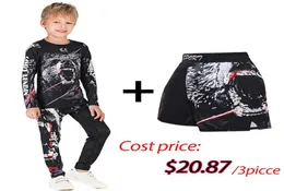 Men039s TrackSuits Kids MMA Boksen Compressie Tshirt Broek Rashguard Jiu Jusit Lange Mouw Strakke Kinderen BJJ Sportsuit2530760