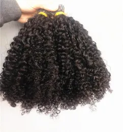 Brezilyalı İnsan Virgin Remy Kinky Kıvırcık Önceden Kabuklu Saç Uzantıları Natral Siyah Renk 1GPC 100G One Bundle8934679