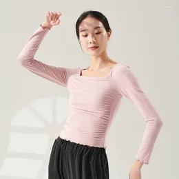 Stage Wear Women's Ballet Dance Top Cotton Blouse Elegante Adulto Classical Longo/Curto Treinamento Clothing