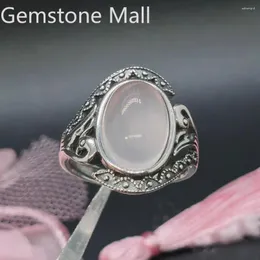 Cluster Rings Natural Rose Quartz Ring для женщины 6ct 10 мм 14 мм серебряный Vintage 925 подарки ювелирных изделий