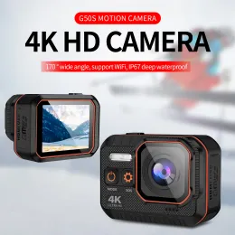 카메라 패션 F38 트래블 디지털 보라 안티 케이크 액션 카메라 4K 60fps Wi -Fi 2.0 인치 IPS 수중 화면 방수 HD Cam Vedio