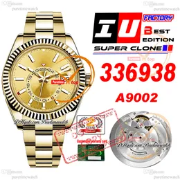 Sky Dweller 336938 A9002オートマチックメンズウォッチIUF 42mmイエローゴールドダイヤル904L Oystesteel Bracelet Super Edition with smaeシリアルカードウォッチPuretime reloj ptrx