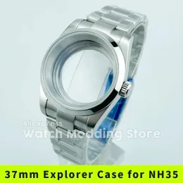 ブーツ37mm 36mm 150m ExploreウォッチケースNH35 NH36 NH38ムーブメントSeethrough Sapphire Crystal for NH35のステンレス鋼監視ケース