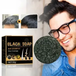 1pcs Haar Shampoo Seifen Polygonum Multiflorum Shampoo Seifen Abdecken grauer Haar-Shampoo-Seife, um Kanas Schwarz-Shampoo-Stangenseife zu färben