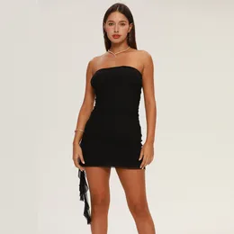 Sommerfrauen sexy Kleider schwarze Brust verpackte Hüftkleid Schwarze Party Taille verpackt würziges Mädchenkleid