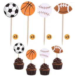 Вечеринка поставляет 12 штук спортивных кексов Toppers футбольный теннисный волейбольный торт для мальчиков подростки