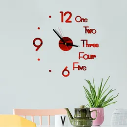 3D Mirror Wall Clock Modernes Design Kreatives Acrylquarz Wanduhren Aufkleber Raum für Heimatkoration DIY Digitale Uhr