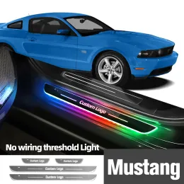 Ford Mustang 2000-2023 2006 2007 2017 2010 Car Door Sill Light Customized Logo LED 환영 임계 값 페달 램프 액세서리