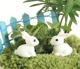 Fairy Garden Miniature Kaninchen Hasen weiße Farbe Künstliche Mini -Kaninchen Dekore Harz Crafts Bonsai Decors Ostern Bunny8591079