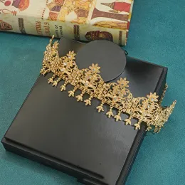 Marokańskie weselne włosy biżuteria złoto kolor kryształowy frędzle kwiat wisiorek Algieria Ladies łańcuch ślubny prezent BRIDAL Darmowy wysyłka