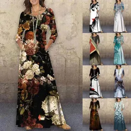 Lässige Kleider Kleid Frauen Sommer Blumendruck Langarm Freizeit o-hals modische vestidos Drop Sale YSX9114