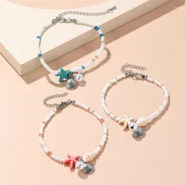 Bracelets de charme Bohemia Beach Shell Conch Bracelet para mulheres meninas Boho Starfish Rice Beads Party Birthday Summer Jewelry Gift Wrist