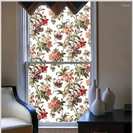 Adesivi per finestre dipinti di fiori per bagno Privacy Film No-GUUE Colori statici Disegno decorazione adesivo porta in vetro 40/45/50/60/70/80 100 cm
