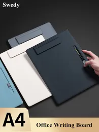 A4 PU LÄDER Magnetic Folding Clipboard Restaurang Menu Pappershållare Urklipp Office Writing Pad Board