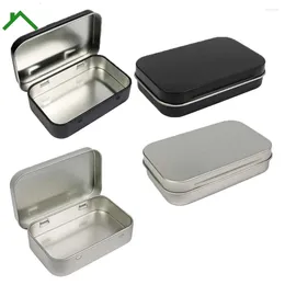 Depolama şişeleri 4pcs 3.74 "x2.36" x0.87 "metal dikdörtgen boş menteşeli teneke kutu kapları mini taşınabilir küçük kit ev organizatör