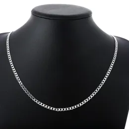 925 collane in argento sterling per uomo donna da 16-30 pollici fine 4 mm a catena laterale gioielli classici di alta qualità regali di alta qualità