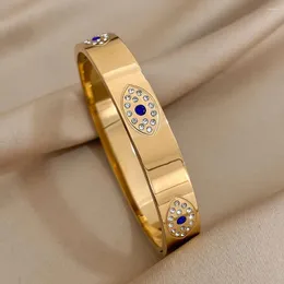 Bangle Greatera 316L Edelstahl Blaues Strass -Eye -Charm -Armband Armreifen für Frauen goldplattierte Armbänder wasserdichte Schmuck 2024