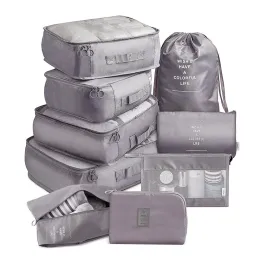 2024 9 adet Set Seyahat Organizatör Depolama Çantaları Bavul Paketleme Seti Depolama Kılıfları Taşınabilir Bagaj Organizatör Giysileri Ayakkabı Düzenli Koşusu