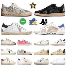 top quality golden Sneakers dress Shoes Women Men New Release Italy Brand super ball star black white blue Classic Do Old Dirty Woman Man casual loafers big size us12