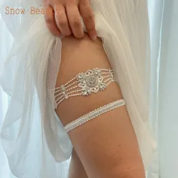 K08 Bridal Garter Belt Set Wedding Party Cosplay Leg Garter Belt Bridal Lace Floral Leg Ring Loop Women/Female/Bride Thigh Ring