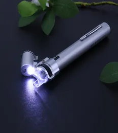 100x Portable Microscope Handheld Magnifying Glass Loupe Aluminum Alloy Adjustable Pen Jewelry Gem Microscope with LED Light3773945