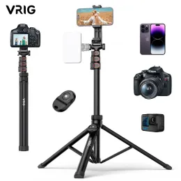 三脚vrig 63 "extend電話携帯電話セルフィースティックトリポードw電話ホルダーカメラトリポドスタンドiPhone 15/14/13/12/samsung/gopro/camera