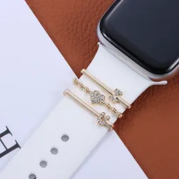 Diamond Ornament Metal Charms Dekorativ ring för Apple Watch Band Smart Silicone Strap Nails Accessories for Iwatch Armband