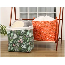 new 2024 New Print Laundry Basket Portable Foldable Home Laundry Storage Bag Cotton Linen Hamper for Kids Toys Dirty Clothes Basketfor home