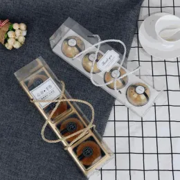 10st Portable Transparent Cake Cupcake Roll Boxar med handtag husdjursförpackning Dessert Container Holder Party Packing Presentlåda