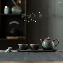 Tee -Set den Lotus -Pool von Moonlight Tea Set Simple Office Houseold One Topf Zwei Tassen Keramik -Teekannenschale