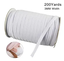 In Stock 200 Yards Länge 012 -Zoll -Breite geflochtenes Elastikband Strickband zum Nähen von DIY -Maskenbetten Elastic9835868