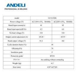 Andeli Cut-550ds Plasma Schneidemaschine Pilotbogen HF Non-HF Cutter DC Luftplasma Schnitt Wechselrichter 110 220 V