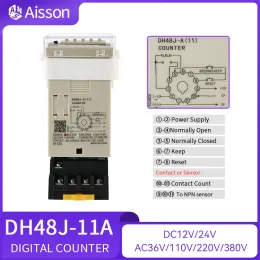 DH48J-8 8A 11A ARREVENÇÃO ELETRONAL DIVERNATIVA DIGITAL Contador de relé NPN Contagem acíclica 8pin 11pin com base DC12V 24V AC220V