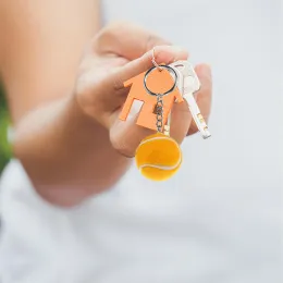 1 Piece Artificial 3D Tennis Ball Pendant Keyring Lovely Key Chain