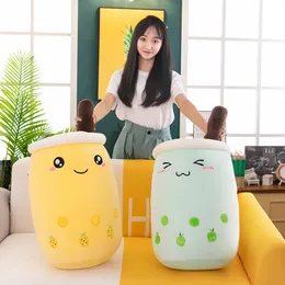 50/70 cm Riesengröße Bubble Tee Plüsch Quadrischer Milch Tee Boba Kissen Peluche Eis Obst Juice Getränk Flasche Stütze Dekor Geschenk