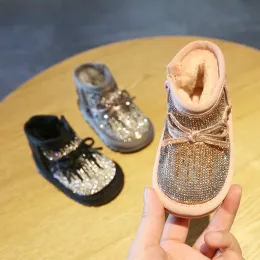 Buty nowe zimowe dziewczynki buty śnieżne moda bling księżniczka krótkie buty dla dzieci bawełniane buty dla dzieci grube buty