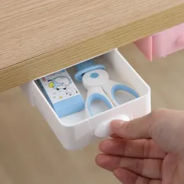 Rechteck versteckte Aufbewahrungsbox unter dem Schreibtisch Selbstklingende Schubladen Storage Box Stempel Stationery Kleinies Hülle Sliding Organizer