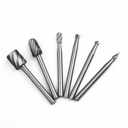 6 ПК/Установка Dremel Rotary Tools Mini Drill Bit Set HSS Router Becting Bits Fliging Rutters для деревянных металлических фрезерных инструментов