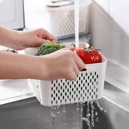 Refrigerator Storage Box Food Vegetable Fruit Storage Box Plastic Drain Basket Fridge Storage Containers Kitchen Organizer Acces