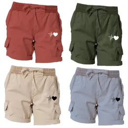 Amore di tendenza Amore stampato pantaloni corti Shorts Summer Cargo Shorts Cash Sliose Culleding Elastic Waist COMFY 240403